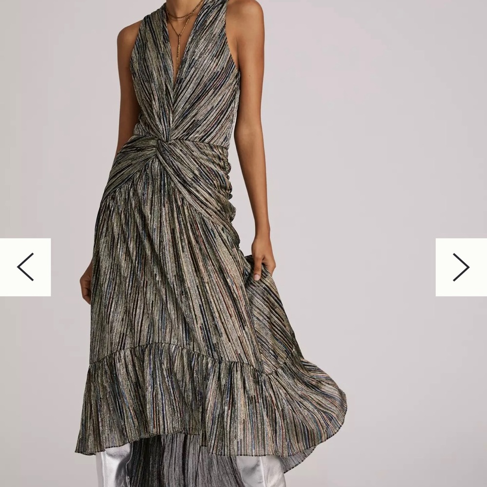 Anthropologie Misa Los Angeles metallic high low dress